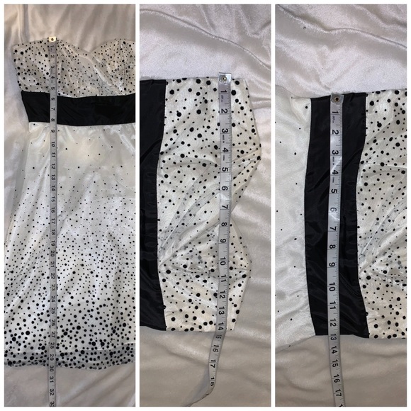 White House Black Market black & white dotted strapless cocktail dress size 0 - Picture 4 of 7